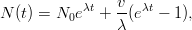 λt v λt
N (t) = N0e + λ-(e − 1),